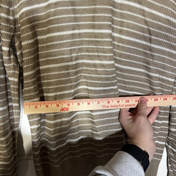 Magaschoni Pullover Knit Sweater Striped Tan and White Size Large - Picture 5 of 6